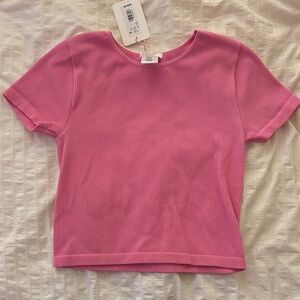 GB girls Pink Ribbed Crop Top